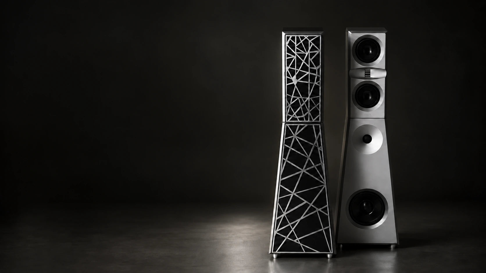 Silver PlatiMon VC One MK2 / VC Two loudspeaker pair, with and without grilles